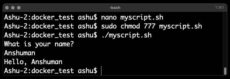 Creating shell script: myscript.sh